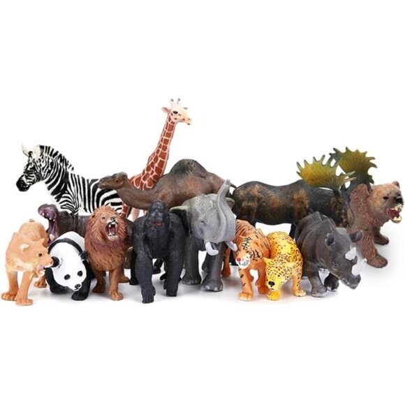 Jumbo Safari Animal Figures Set, 12 Realistic Jungle Zoo Toys, Elephant - Picture 2 of 8